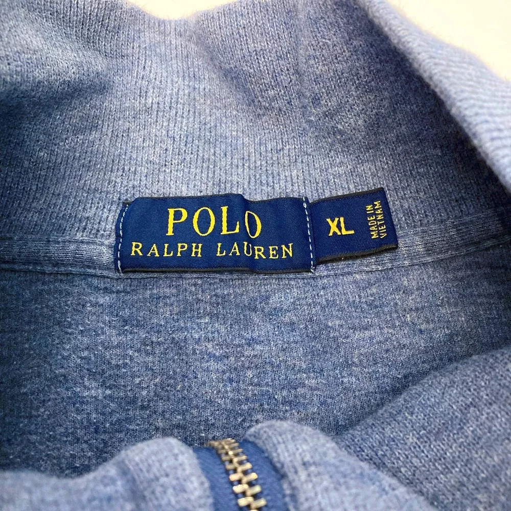 Polo‎ Ralph Lauren Mens Blue Quarter Zip Pullover Sweater XL Red Pony Mock Neck